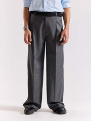 Grey Pinstriped Baggy Fit Trousers